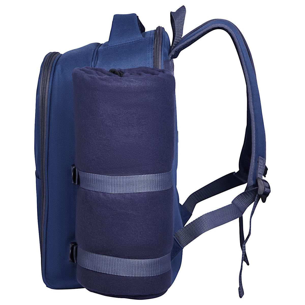 Picnic Backpack, Beach Picnic Backpack Bag for 2 Person with Insulated Cooler Compartment, Detachable Bottle/Wine Holder, Lightweight Blanket, Plates & Cutlery Set for Hiking, Camping, Navy Blue