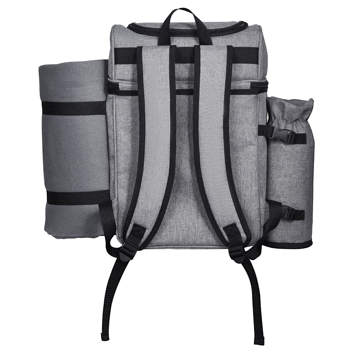 Picnic Backpack, Beach Picnic Backpack Bag for 4 Person with Insulated Cooler Compartment, Detachable Bottle/Wine Holder, Lightweight Blanket, Plates and Cutlery Set for Hiking & Camping, Grey