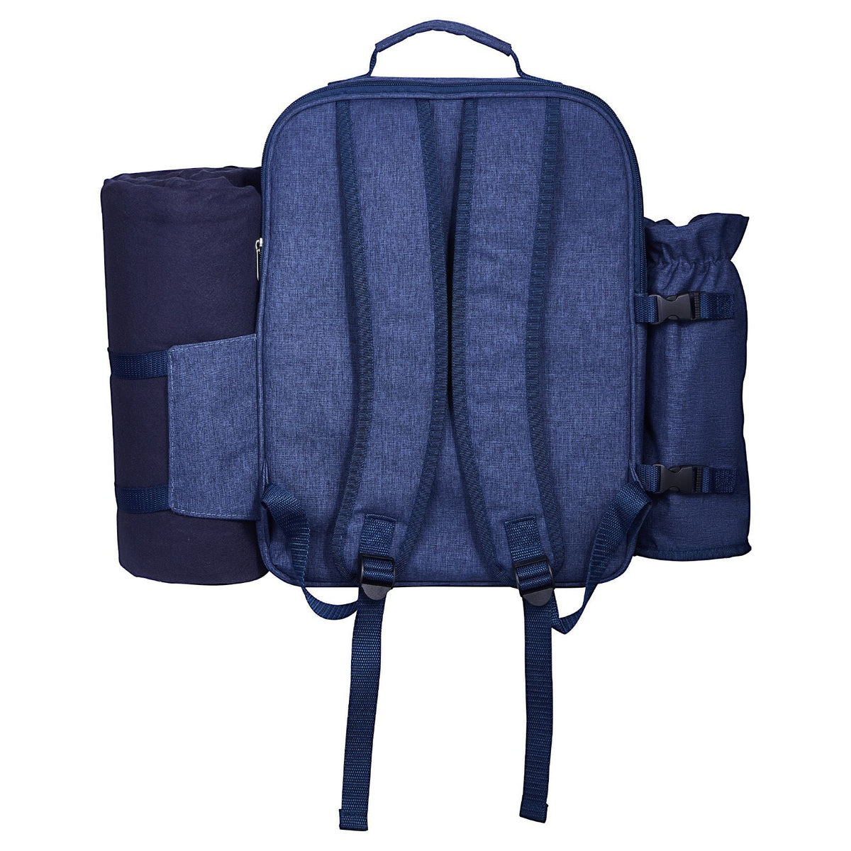 Picnic Backpack, Beach Picnic Backpack Bag for 4 Person with Insulated Cooler Compartment, Detachable Bottle/Wine Holder, Lightweight Blanket, Plates and Cutlery Set for Outdoor, Navy Blue