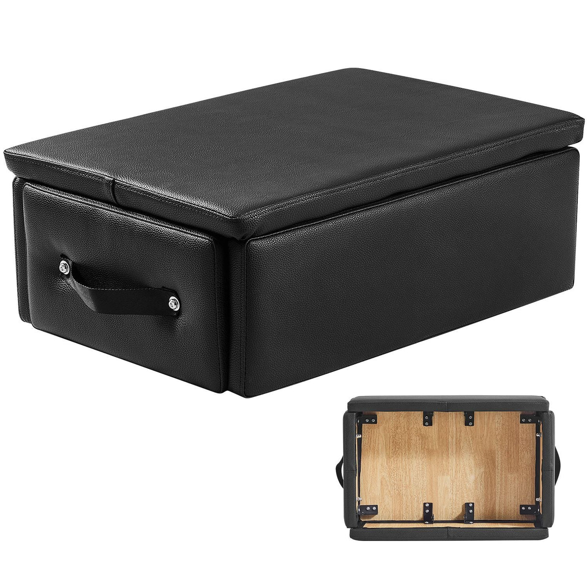 Pilates Box for Reformer, 25x17x9 In Pilates Reformers Sitting Box for Exercises, Premium PU and Wood Pilates Equipment Accessory, Improve Strength, Balance, Range of Motion Home Gym, Black