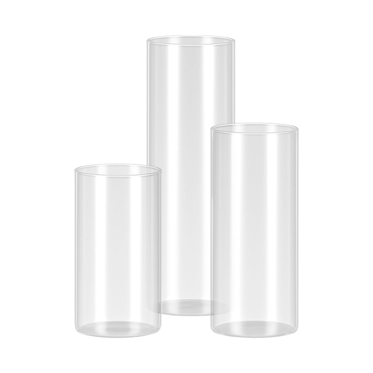 Pillar Candles and Glass Vases Set 120 Pcs, Clear Cylinder Hurricane Candle Holders for Wedding Centerpieces, Tall Vase for Table Decor, Wedding Party,Thanksgiving,White (2.56" x 4.7",5.9",7.9")