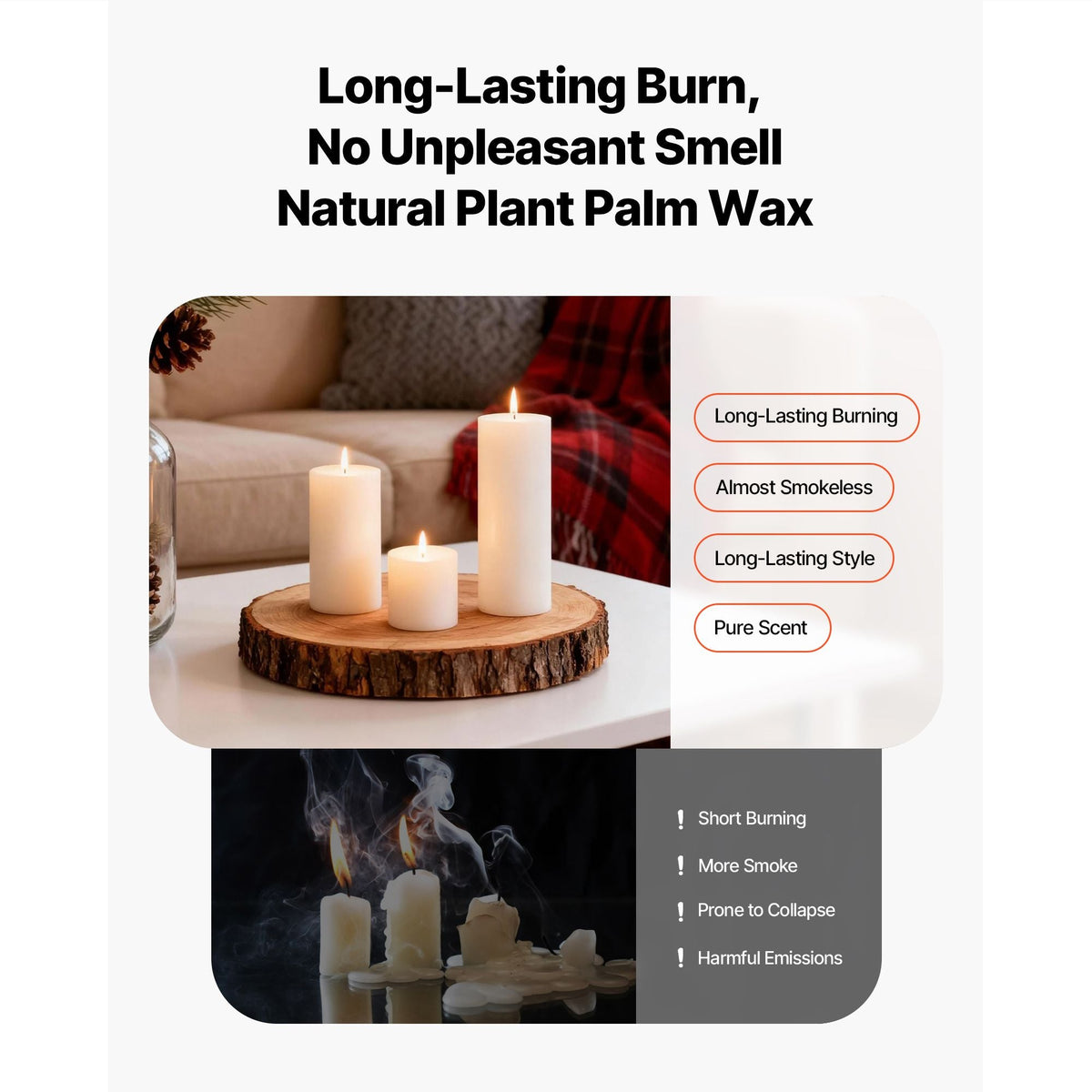 Pillar Candles and Glass Vases Set 120 Pcs, Clear Cylinder Hurricane Candle Holders for Wedding Centerpieces, Tall Vase for Table Decor, Wedding Party,Thanksgiving,White (2.56" x 4.7",5.9",7.9")