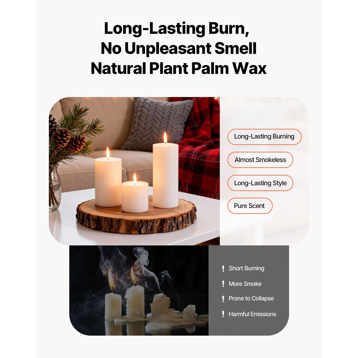Pillar Candles and Glass Vases Set 36 Pcs, Clear Cylinder Hurricane Candle Holders for Wedding Centerpieces, Tall Vase for Table Decor, Wedding Party, Thanksgiving, White (3.4" x 4.7",7.1",9.8")