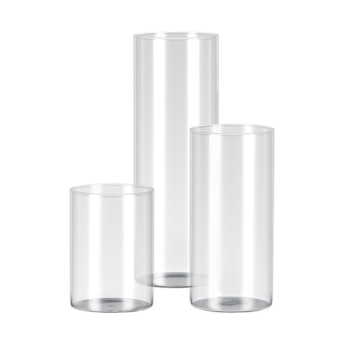 Pillar Candles and Glass Vases Set 36 Pcs, Clear Cylinder Hurricane Candle Holders for Wedding Centerpieces, Tall Vase for Table Decor, Wedding Party, Thanksgiving, White (3.4" x 4.7",7.1",9.8")