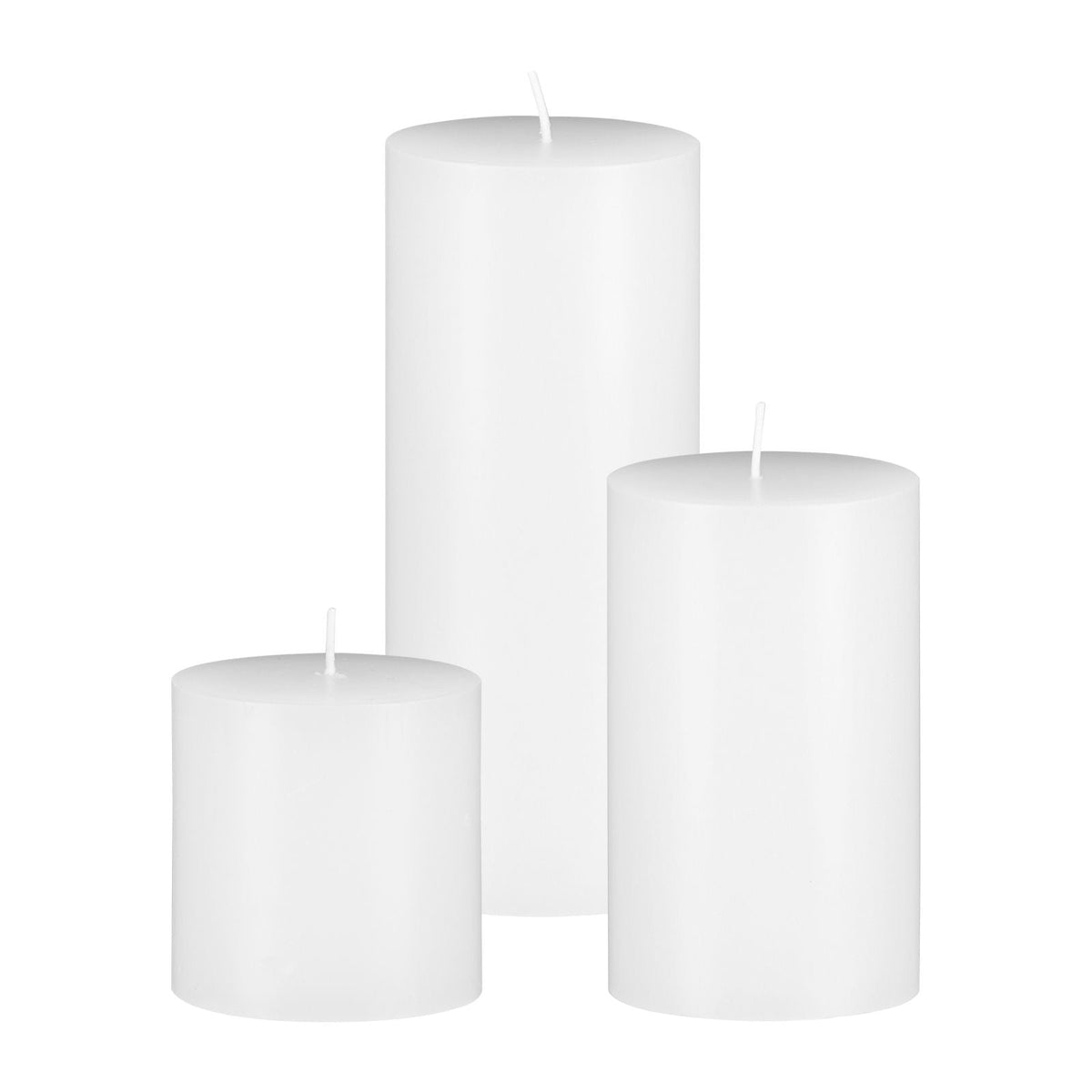 Pillar Candles and Glass Vases Set 36 Pcs, Clear Cylinder Hurricane Candle Holders for Wedding Centerpieces, Tall Vase for Table Decor, Wedding Party, Thanksgiving, White (3.4" x 4.7",7.1",9.8")