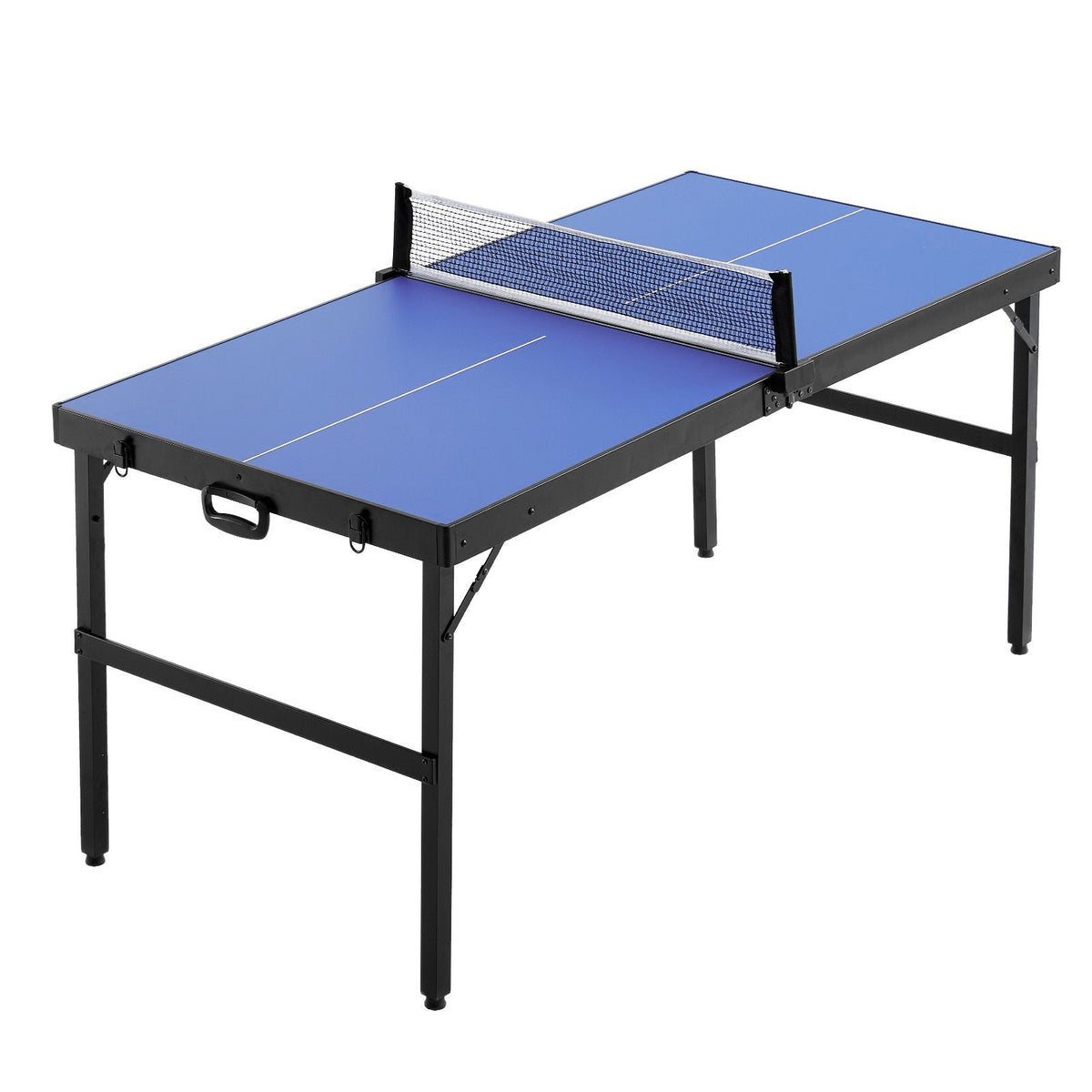 Ping Pong Table, Mid-Size Table Tennis Game, Indoor MDF Table Tennis Table, Foldable Portable Complete Ping Pong Table Set with Net, 2 Paddles, 3 Balls, Carry Bag, Handle (No Assembly Required)