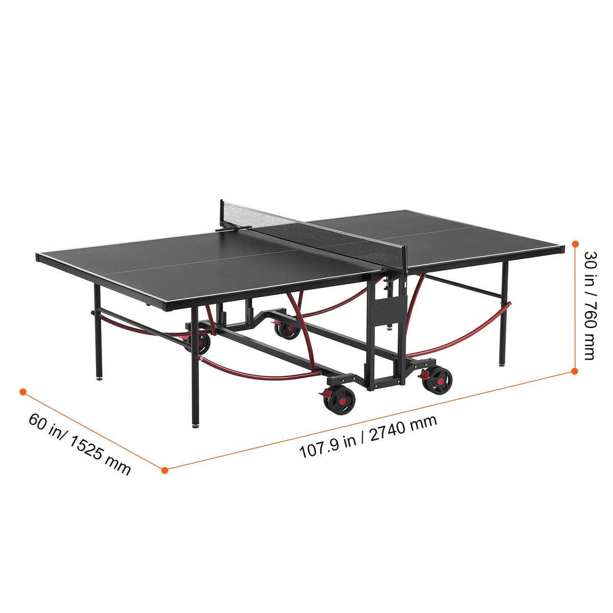 Ping Pong Table, Professional Table Tennis Game, Indoor/Outdoor All Weather Aluminum Table Tennis Table, Portable Foldable Table with Quick Clamp Net & Large Lockable Wheels, 10 Minute Assembly