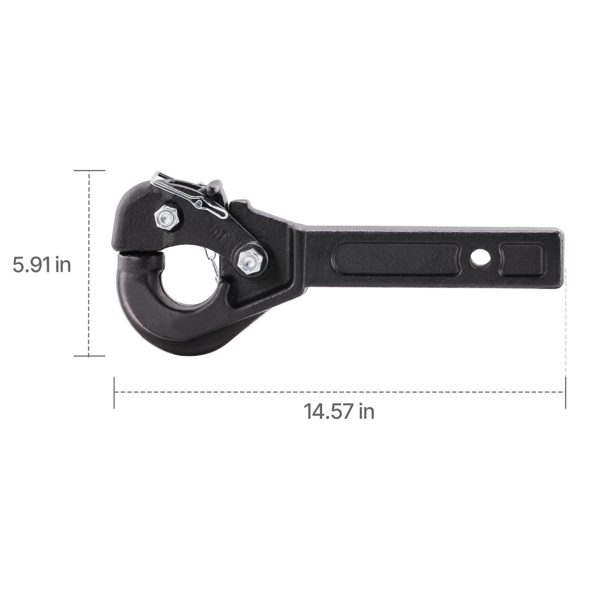 Pintle Hook, 20000 lbs Towing Capacity, Pintle Hitch Receiver for 2-inch Hitch Hook Military Receiver, Fits 2.5 to 3-inch Lunette Ring, 15.6-inch Length, Black Powder Coat, for Various Trailers