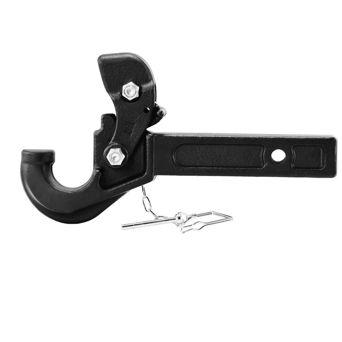Pintle Hook, 20000 lbs Towing Capacity, Pintle Hitch Receiver for 2-inch Hitch Hook Military Receiver, Fits 2.5 to 3-inch Lunette Ring, 15.6-inch Length, Black Powder Coat, for Various Trailers