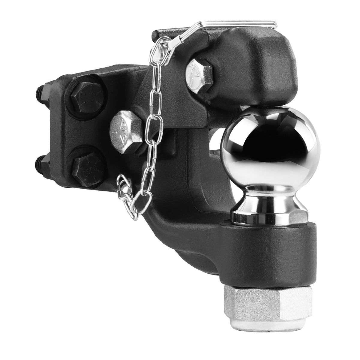 Pintle Hook, 20000 lbs Towing Capacity, Trailer Hitches Receiver Hook Combination 2-5/16-inch Hitch Ball, Fits 2.5 to 3-inch Lunette Ring with Mounting Kit, Wear-resistant, Black Powder Coat