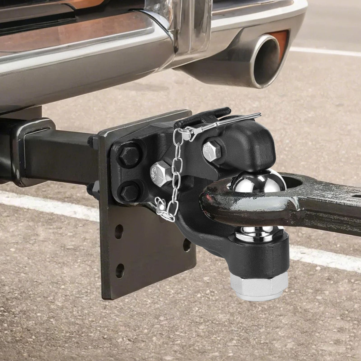 Pintle Hook, 20000 lbs Towing Capacity, Trailer Hitches Receiver Hook Combination 2-5/16-inch Hitch Ball, Fits 2.5 to 3-inch Lunette Ring with Mounting Kit, Wear-resistant, Black Powder Coat