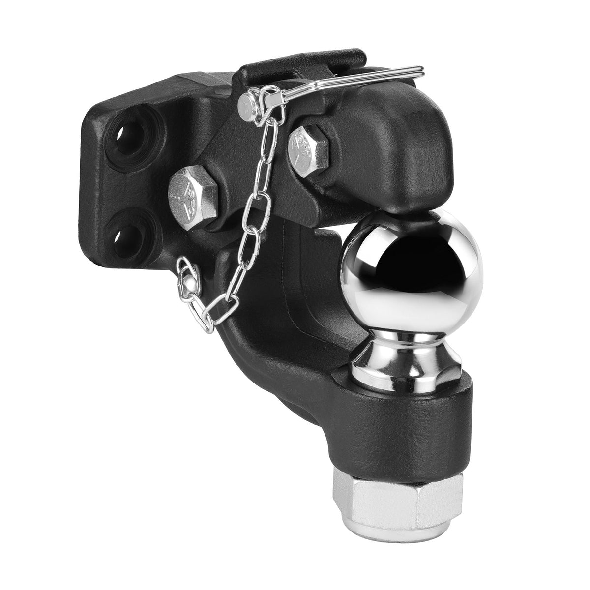 Pintle Hook, 20000 lbs Towing Capacity, Trailer Hitches Receiver Hook Combination 2-5/16-inch Hitch Ball, Fits 2.5 to 3-inch Lunette Ring with Mounting Kit, Wear-resistant, Black Powder Coat