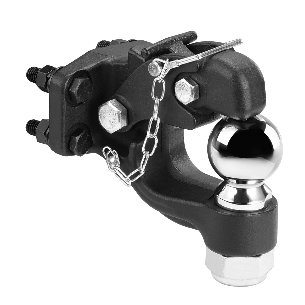 Pintle Hook, 20000 lbs Towing Capacity, Trailer Hitches Receiver Hook Combination 2-5/16-inch Hitch Ball, Fits 2.5 to 3-inch Lunette Ring with Mounting Kit, Wear-resistant, Black Powder Coat