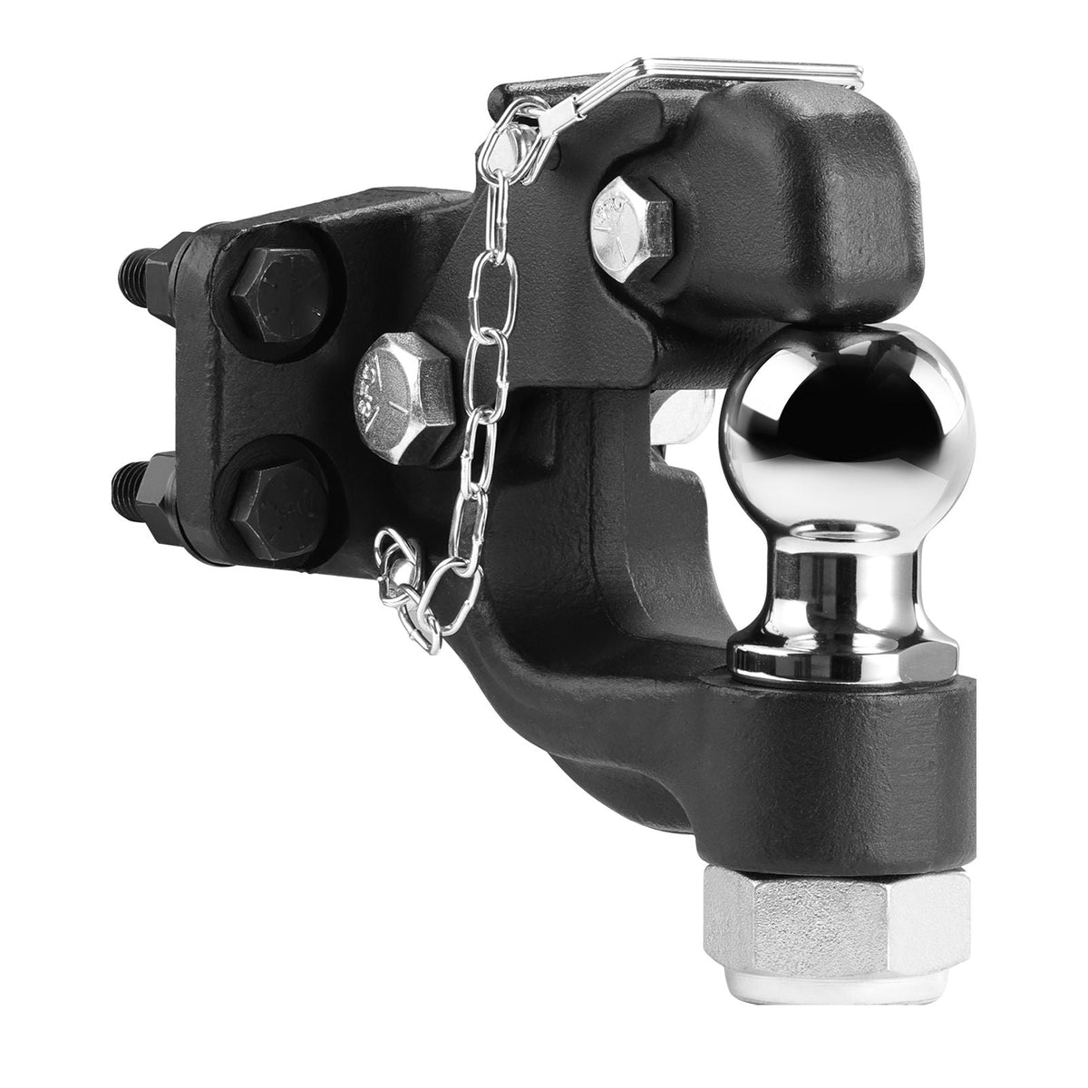 Pintle Hook, 20000 lbs Towing Capacity, Trailer Hitches Receiver Hook Combination 2-inch Hitch Ball, Fits for 2.5 to 3-inch Lunette Ring with Mounting Kit, Wear-resistant, Black Powder Coat