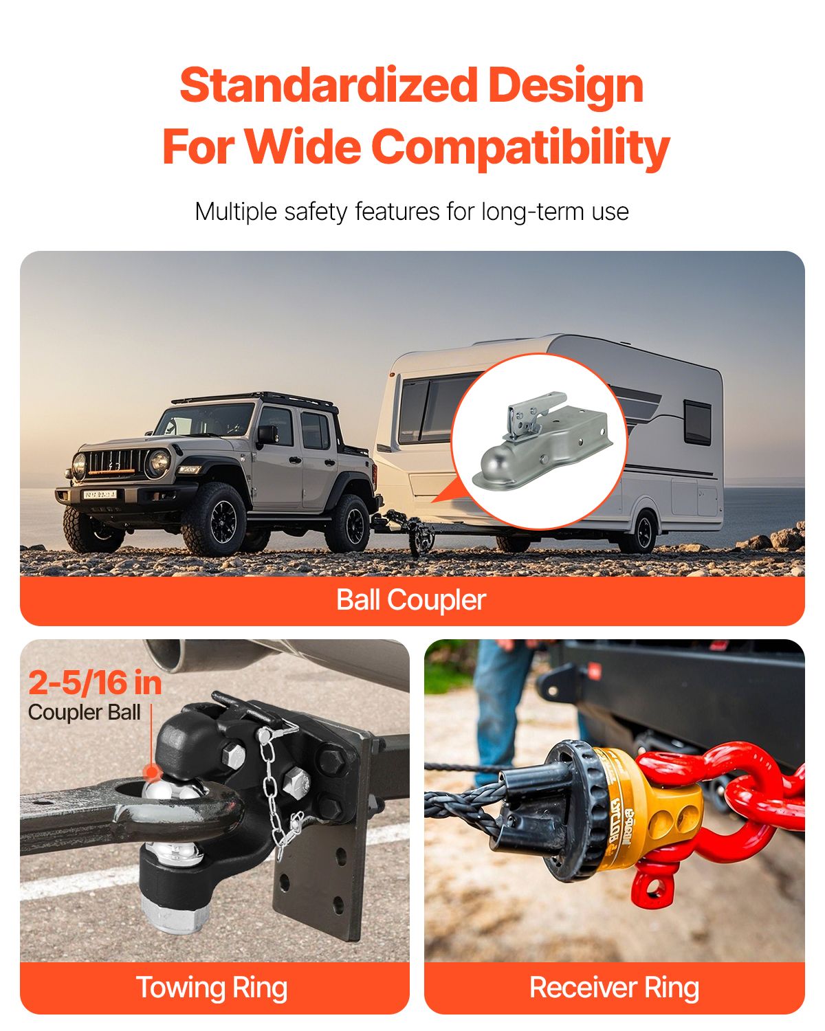 Pintle Hook, 30000 lbs Towing Capacity, Trailer Hitches Receiver Hook Combination 2-5/16-inch Hitch Ball, Fits 2.5 to 3-inch Lunette Ring with Mounting Kit, Wear-resistant, Black Powder Coat