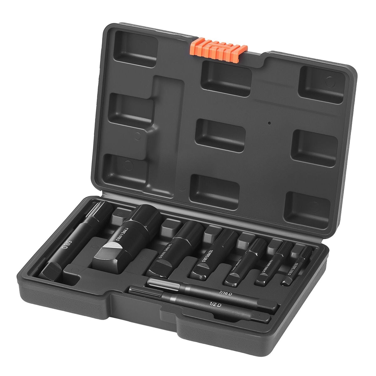Pipe Extractor Set, 9 Pieces Heavy Duty Steel Broken Pipe Extractors, with Solid Storage Case, Cr-Mo Steel for Removing 1/8" to 1" Damaged Threaded Pipes and Fittings, for Plumbers Mechanics DIY