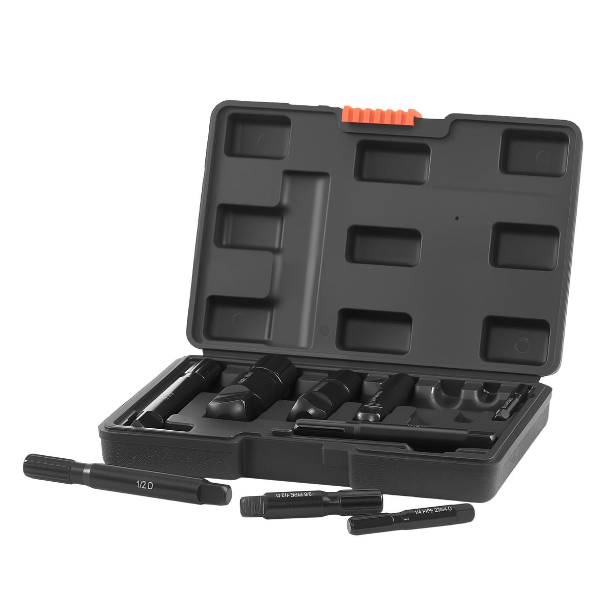 Pipe Extractor Set, 9 Pieces Heavy Duty Steel Broken Pipe Extractors, with Solid Storage Case, Cr-Mo Steel for Removing 1/8" to 1" Damaged Threaded Pipes and Fittings, for Plumbers Mechanics DIY