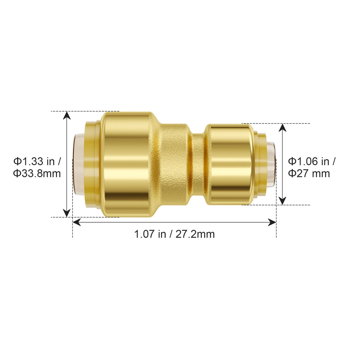 Pipe Fittings, 1/2"-3/4" 12PCS Brass Pipe Fittings, Straight-Through Push-Fit Pipe Connector Brass Air Fittings, Heavy Duty Plumbing Fittings Adapter for Heating/Shower Systems,Water Pipes