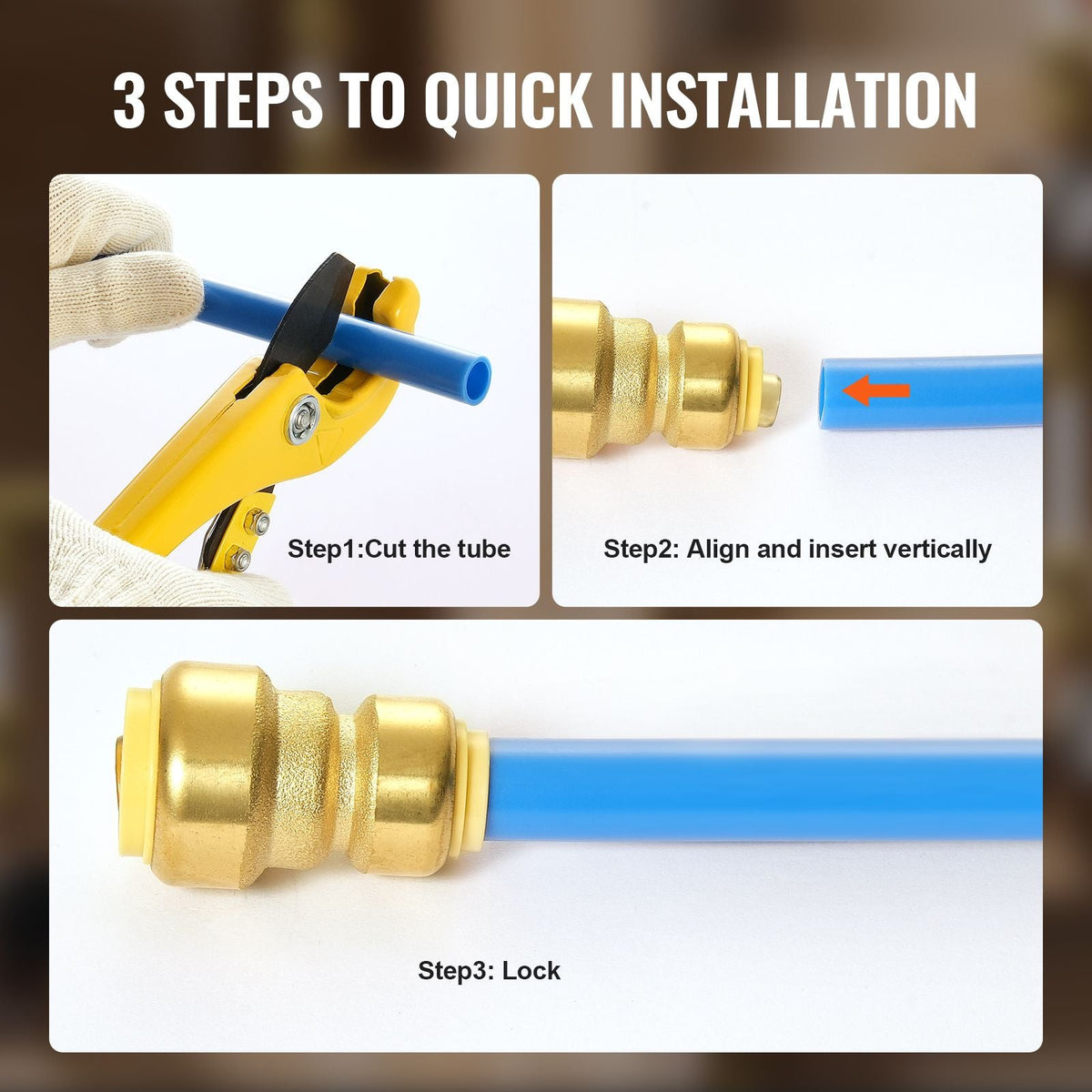 Pipe Fittings, 1/2"-3/4" 12PCS Brass Pipe Fittings, Straight-Through Push-Fit Pipe Connector Brass Air Fittings, Heavy Duty Plumbing Fittings Adapter for Heating/Shower Systems,Water Pipes