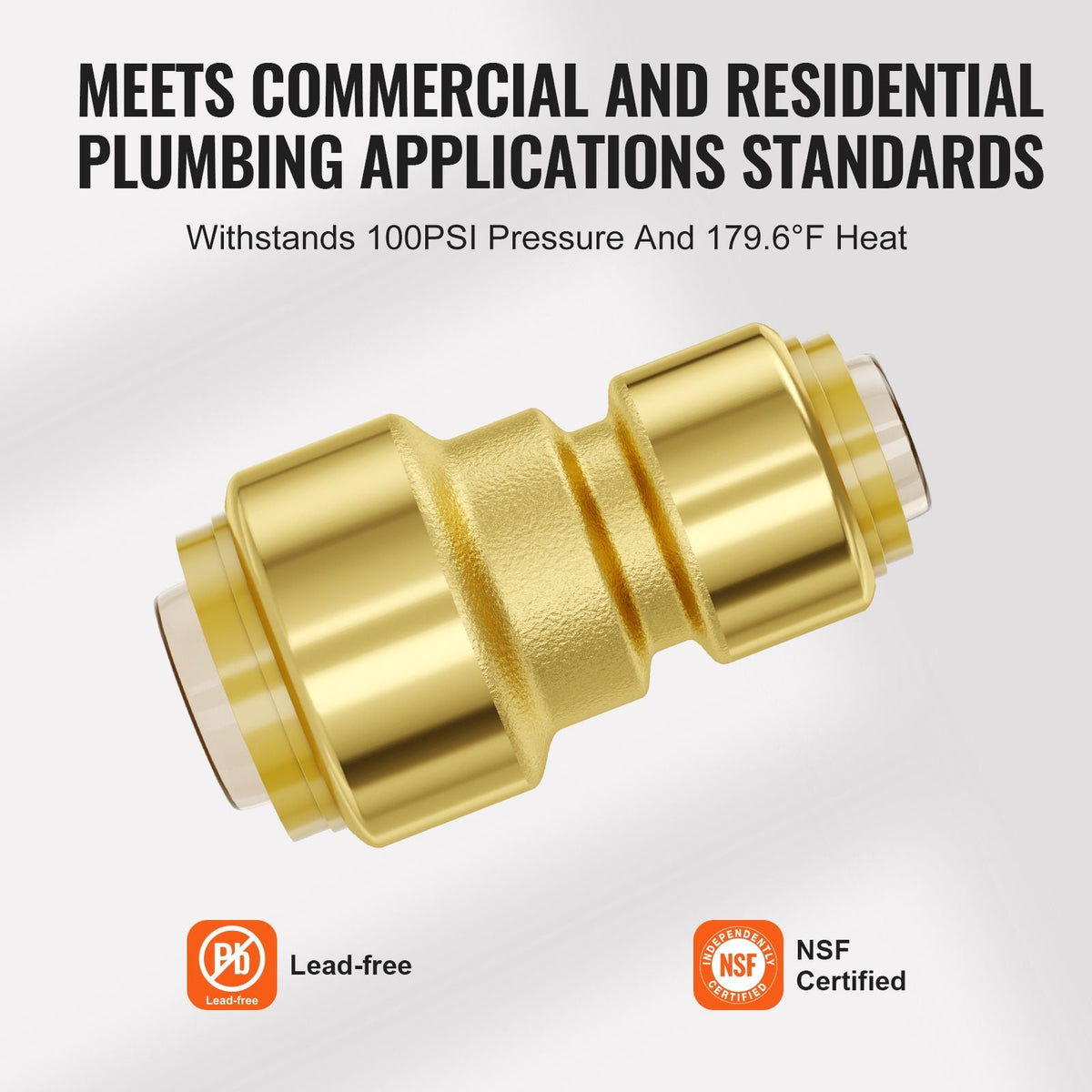 Pipe Fittings, 1/2"-3/4" 12PCS Brass Pipe Fittings, Straight-Through Push-Fit Pipe Connector Brass Air Fittings, Heavy Duty Plumbing Fittings Adapter for Heating/Shower Systems,Water Pipes