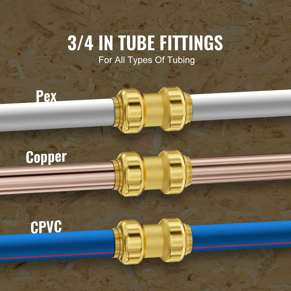 Pipe Fittings, 3/4" 12PCS Brass Pipe Fittings, Straight-Through Push-Fit Pipe Connector Brass Air Fittings, Heavy Duty Plumbing Fittings Adapter for Heating/Shower Systems, Water Pipes