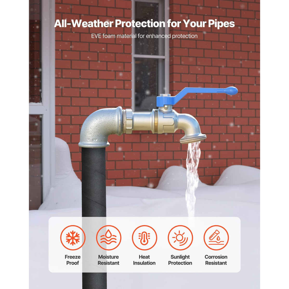 Pipe Insulation Wrap, 14 FT x 2-inch Pipe Insulation Foam Tape, Self-Adhesive Water Pipes Insulated Foam Wrap for Winter Freeze Protection, Heat & Cold Resistant for Outdoor Indoor Use