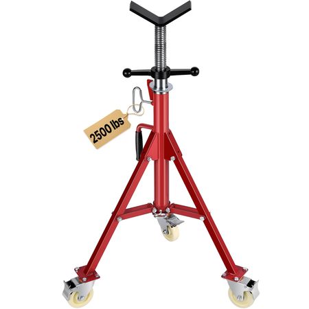 Pipe Stand, V Head Pipe Jack Stand Adjustable Height 20-37 Inch, 2500LBS Pipe Jack Stands with Casters, Folding Portable Pipe Stands for 1/8 to 12 Inch Pipe Supporting
