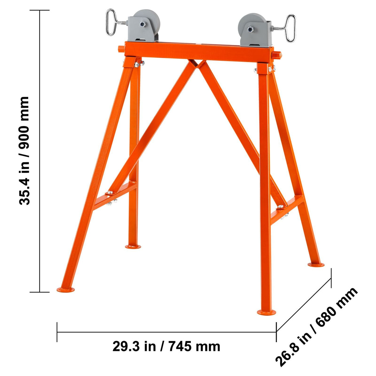 Pipe Stand with Roller Head 2500 LBS Load for 2-36 inches Pipes 45# Steel