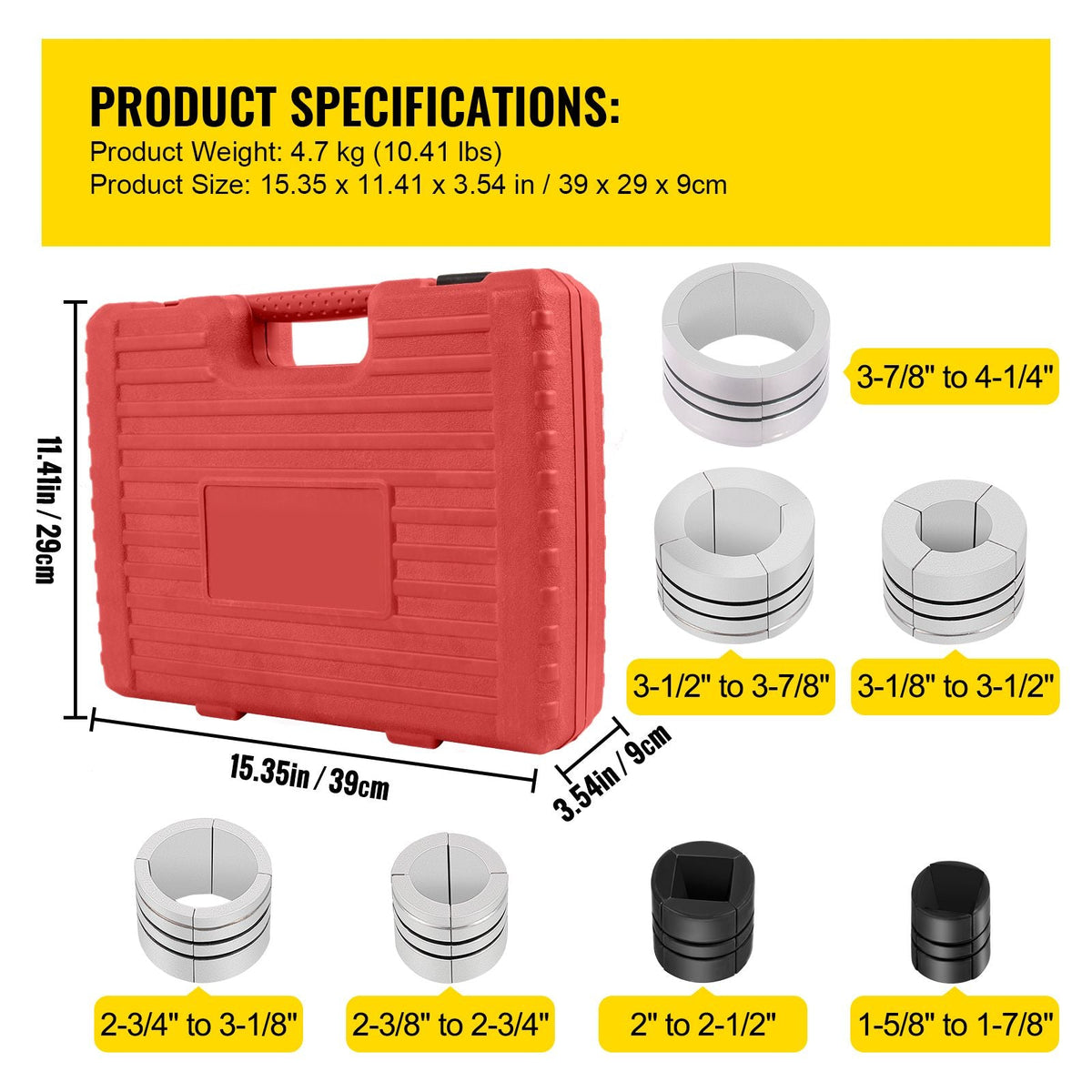 Pipe Stretcher Kit, Exhaust Pipe Stretcher Kit 1-5/8\" to 4-1/4\", Exhaust Pipe Expander Kit for Tail Pipe Tube, Exhaust Pipe Expander Tool with Storing Case, 7 Pcs Pipe Expander, Exhaust Stretc