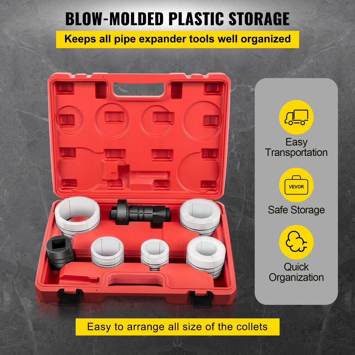 Pipe Stretcher Kit, Exhaust Pipe Stretcher Kit 1-5/8\" to 4-1/4\", Exhaust Pipe Expander Kit for Tail Pipe Tube, Exhaust Pipe Expander Tool with Storing Case, 7 Pcs Pipe Expander, Exhaust Stretc