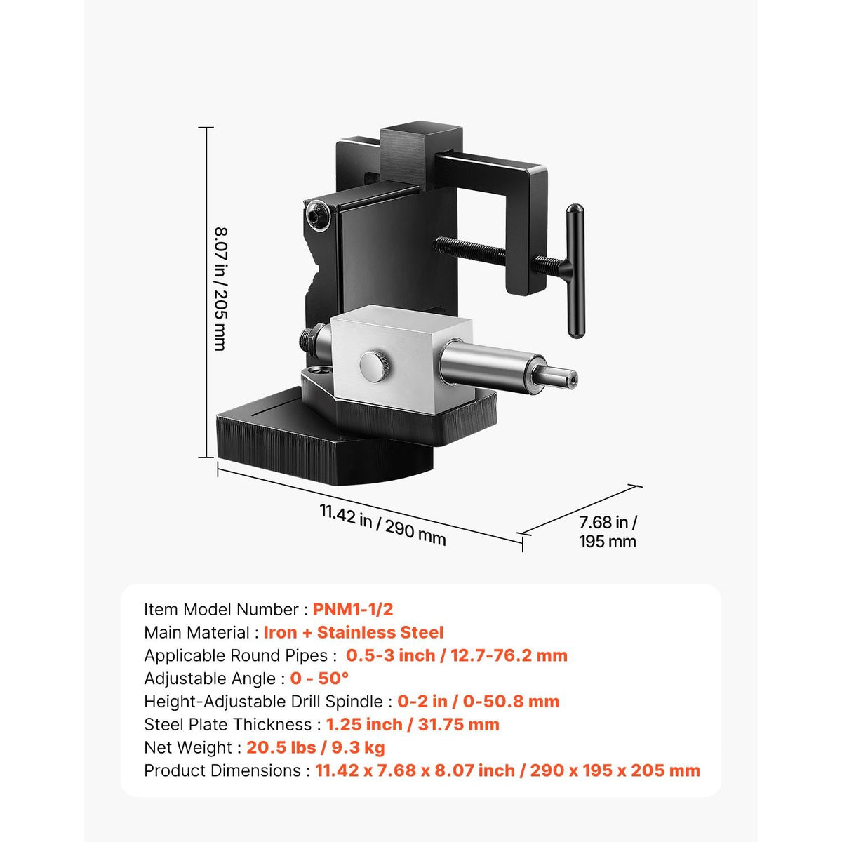 Pipe Tube Notcher, 1/2 to 3-inch Tubing Notcher with 0 to 50° Adjustable Angle, Pipe and Tube Notching Tool for Repair Shops, Home Projects, Metalworking