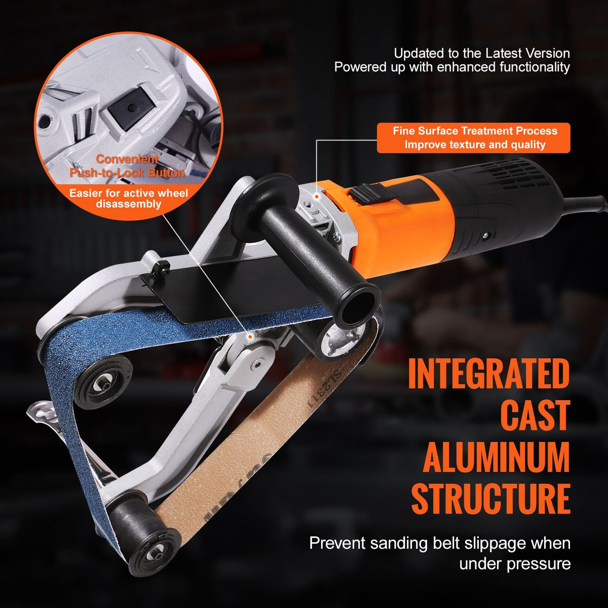 Pipe Tube Polisher Sander, 1000W Pipe Belt Sander with 6 Variable Speeds 1100-3200rpm, Professional Belt Sander Grinding Machine with 50PCS Sanding Belts for Burnishing Finishing Rust Removal