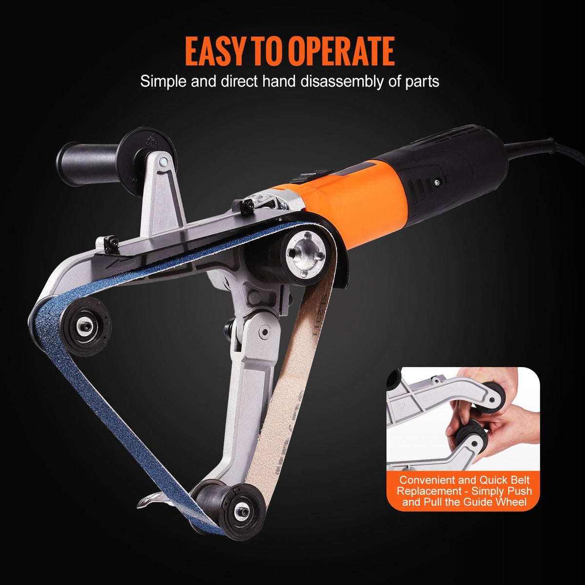 Pipe Tube Polisher Sander, 1000W Pipe Belt Sander with 6 Variable Speeds 1100-3200rpm, Professional Belt Sander Grinding Machine with 50PCS Sanding Belts for Burnishing Finishing Rust Removal