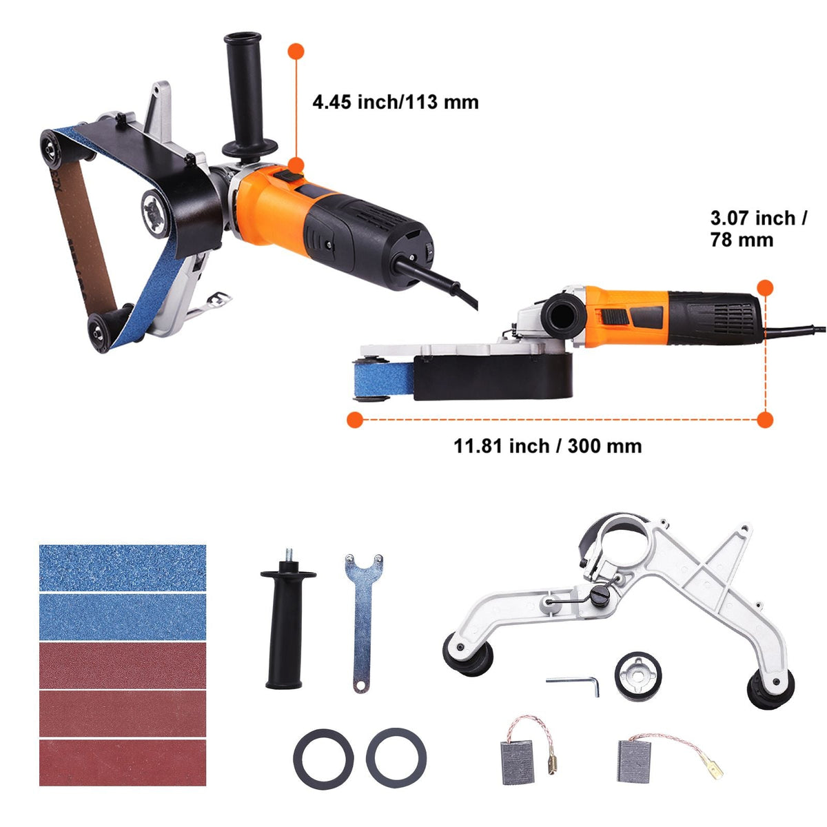 Pipe Tube Polisher Sander, 1000W Pipe Belt Sander with 6 Variable Speeds 1100-3200rpm, Professional Belt Sander Grinding Machine with 50PCS Sanding Belts for Burnishing Finishing Rust Removal