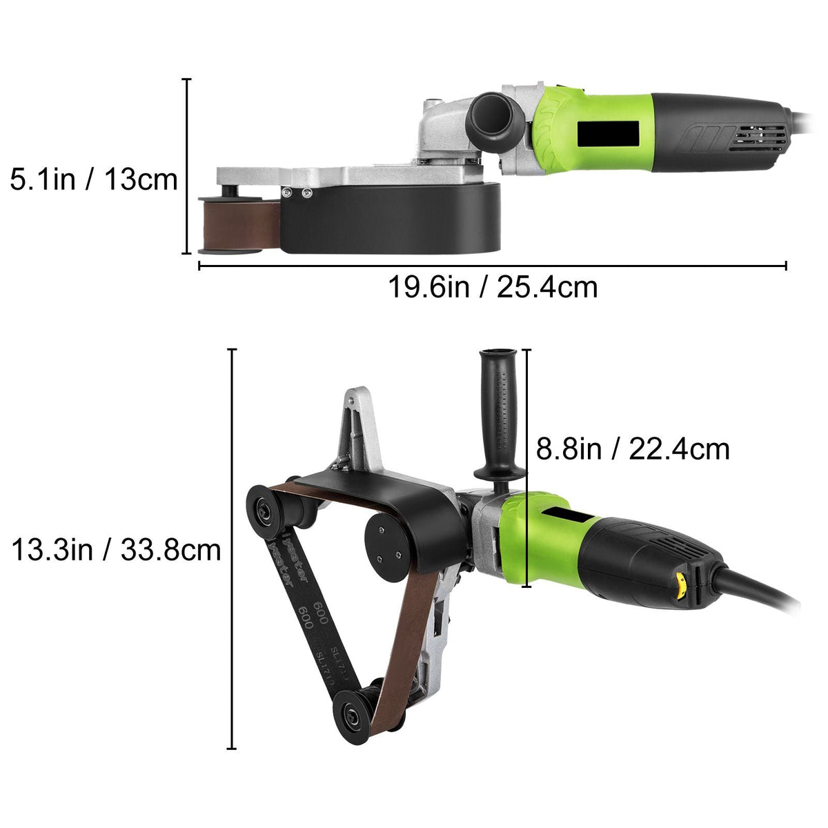 Pipe Tube Polisher Sander 7\"/180 mm Max Pipe Diameter,Sander Polisher Grinder 110V 800W,Professional Belt Sander Grinding Machine 6 Speeds Adjustable,for Burnishing Finishing Stainless Steel