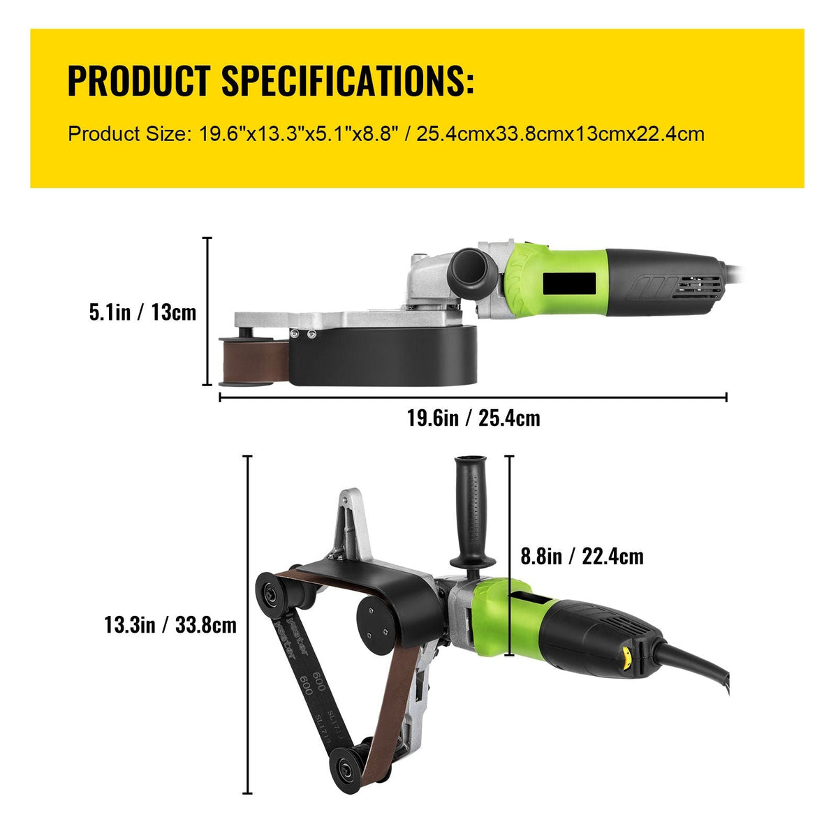 Pipe Tube Polisher Sander 7\"/180 mm Max Pipe Diameter,Sander Polisher Grinder 110V 800W,Professional Belt Sander Grinding Machine 6 Speeds Adjustable,for Burnishing Finishing Stainless Steel