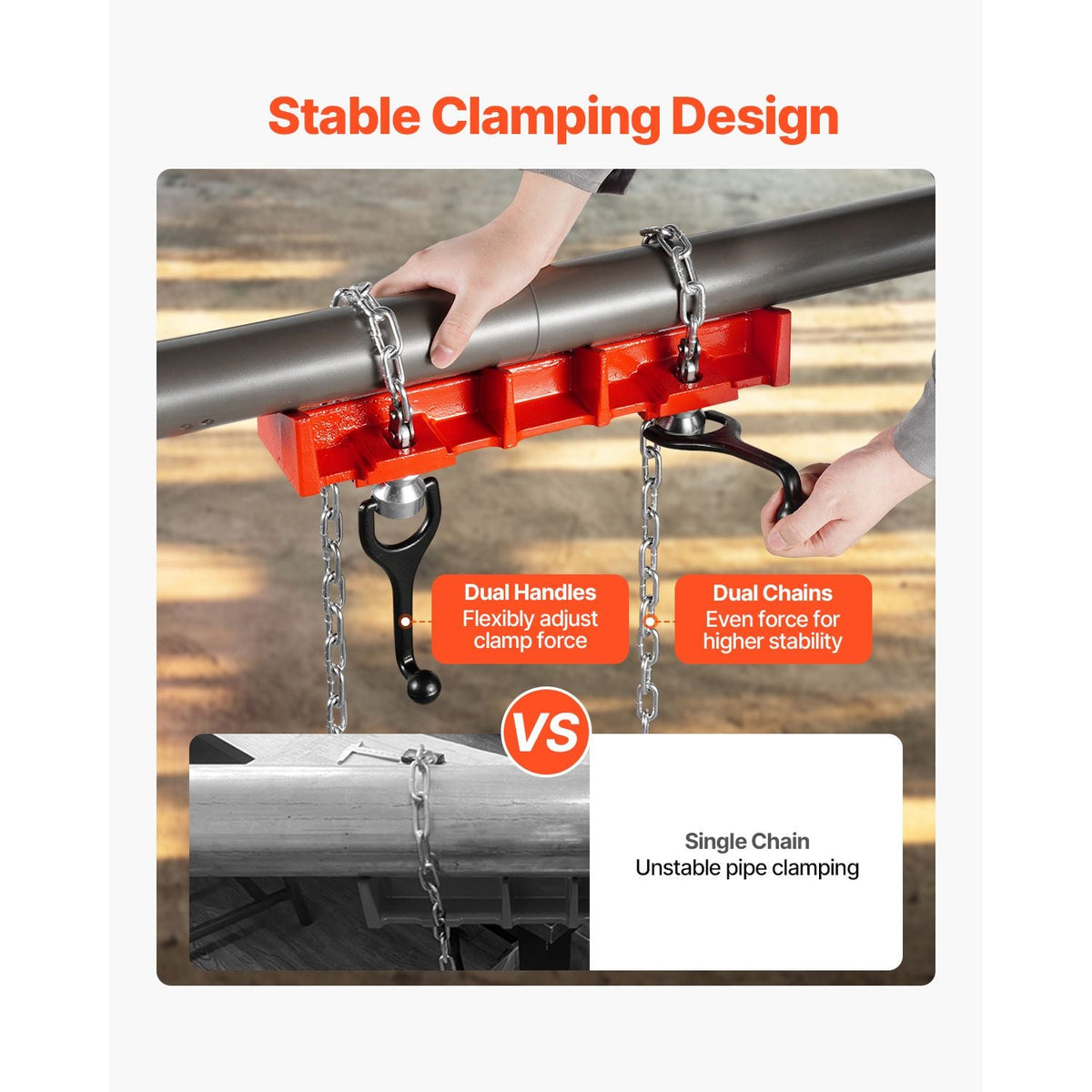 Pipe Welding Vise, 1/2" to 8" Pipe Welding Clamp with Dual Chains & Crank Handles, Heavy-Duty Cast Iron Welding Vise for a Variety of Pipes