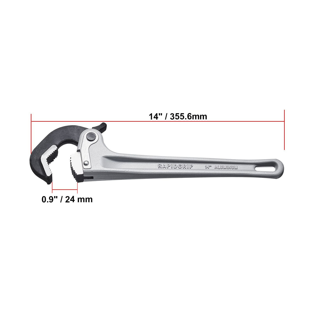 Pipe Wrench, 14" Aluminum Straight Pipe Wrench, Automatic Jaw Adjustment, Adjustable Plumbing Wrench, Easy to Carry, Ergonomic Handle, Hangable Design, for Water Pipes, Automotive Repairs