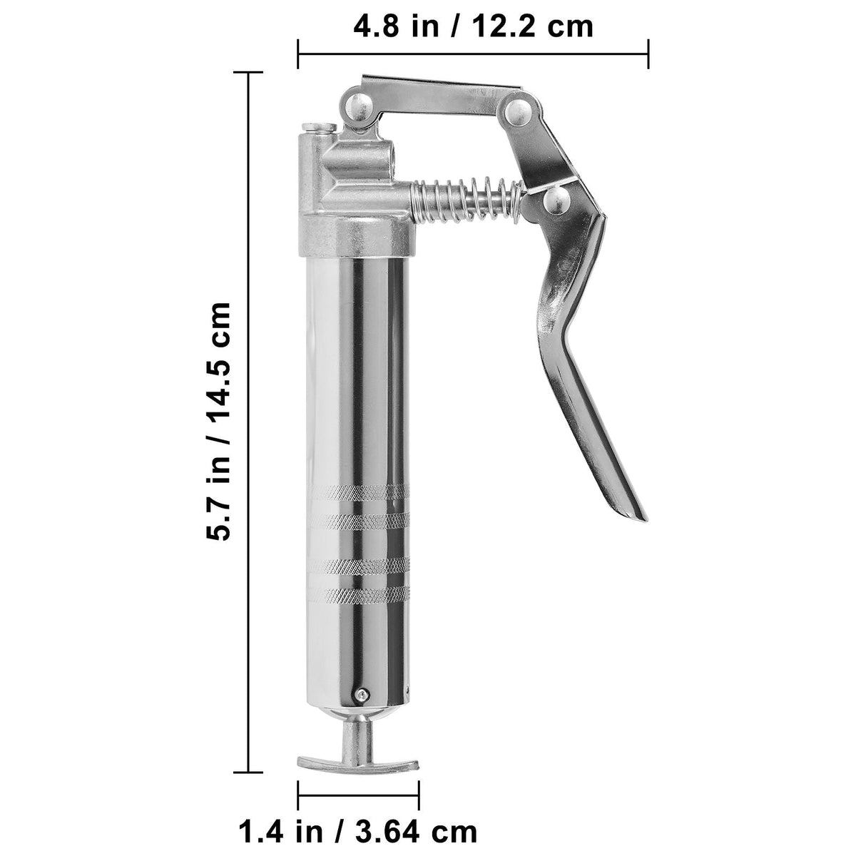 Pistol Grip Grease Gun, 3500 PSI, 4 OZ / 120 CC Capacity Heavy Duty Professional Grease Gun, with 11.65 Inch Flexible Hose 2 Black Flat Couplers, 1 Reinforced Nozzle, and 2 Rigid Metal Pipes