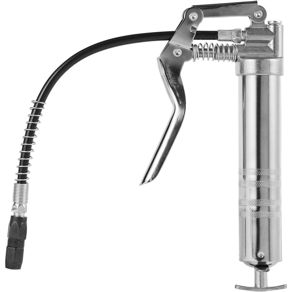 Pistol Grip Grease Gun, 3500 PSI, 4 OZ / 120 CC Capacity Heavy Duty Professional Grease Gun, with 11.65 Inch Flexible Hose 2 Black Flat Couplers, 1 Reinforced Nozzle, and 2 Rigid Metal Pipes