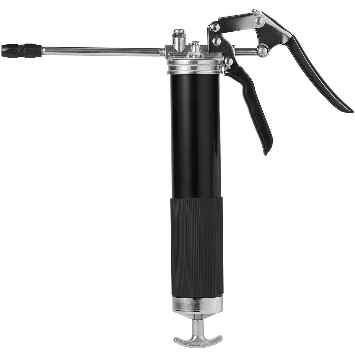 Pistol Grip Grease Gun, 6000 PSI, 14 OZ / 400 CC Capacity Heavy Duty Professional Grease Gun, with 19.69 Inch Flexible Hose 2 Black Flat Couplers, 1 Pointed Coupler, and 2 Rigid Metal Pipe