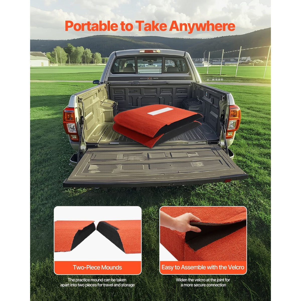 Pitching Mound, Portable Baseball Game Mound, 107 in Indoor Outdoor Pitching Practice and Training Equipment, Softball Pitching Aids with Antifade Turf and Pitching Rubber