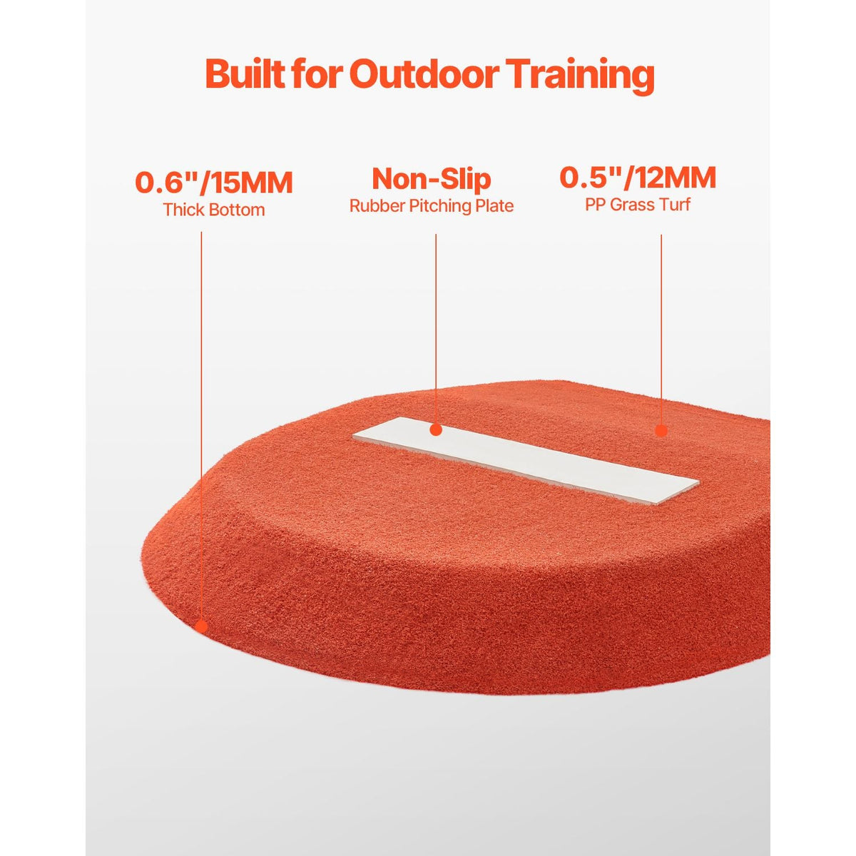 Pitching Mound, Portable Baseball Game Mound, 42 in Indoor Outdoor Pitching Practice and Training Equipment, One-Piece Softball Pitching Aids with Antifade Turf and Pitching Rubber