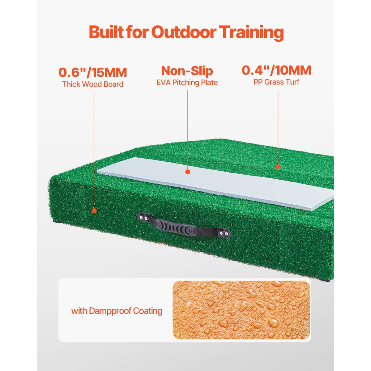 Pitching Mound, Portable Baseball Pitcher's Mound, 31 in Indoor Outdoor Pitching Practice and Training Equipment, Softball Pitching Aids with Antifade Turf, Pitching Rubber, Carry Handle