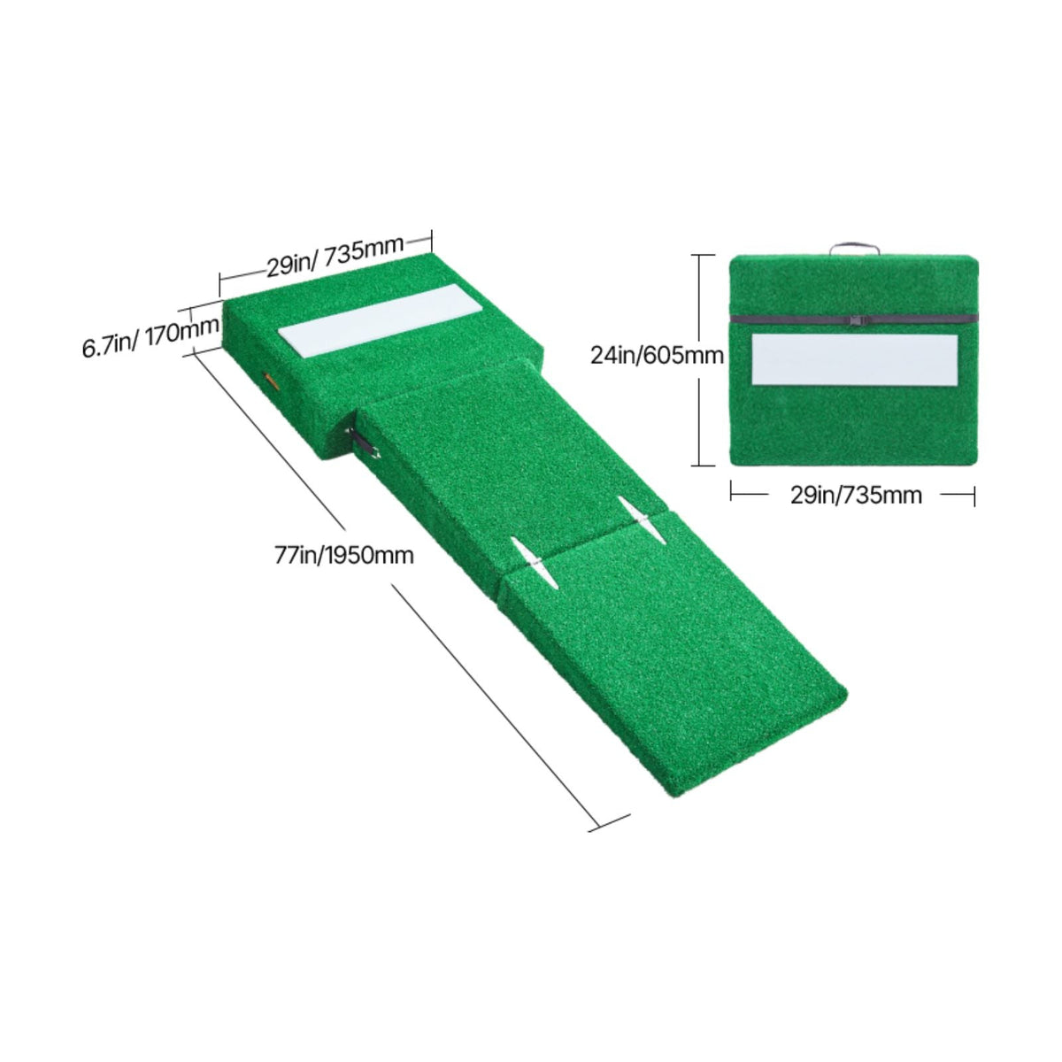 Pitching Mound, Portable Baseball Pitcher's Mound, 77 in IIndoor Outdoor Pitching Practice and Training Equipment, Softball Pitching Aids with Antifade Turf, Pitching Rubber, Carry Handles