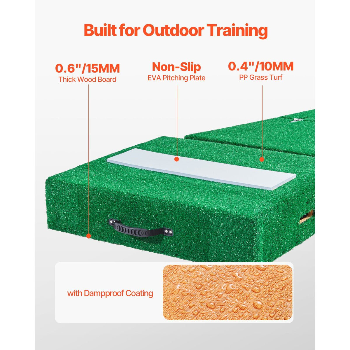 Pitching Mound, Portable Baseball Pitcher's Mound, 77 in IIndoor Outdoor Pitching Practice and Training Equipment, Softball Pitching Aids with Antifade Turf, Pitching Rubber, Carry Handles