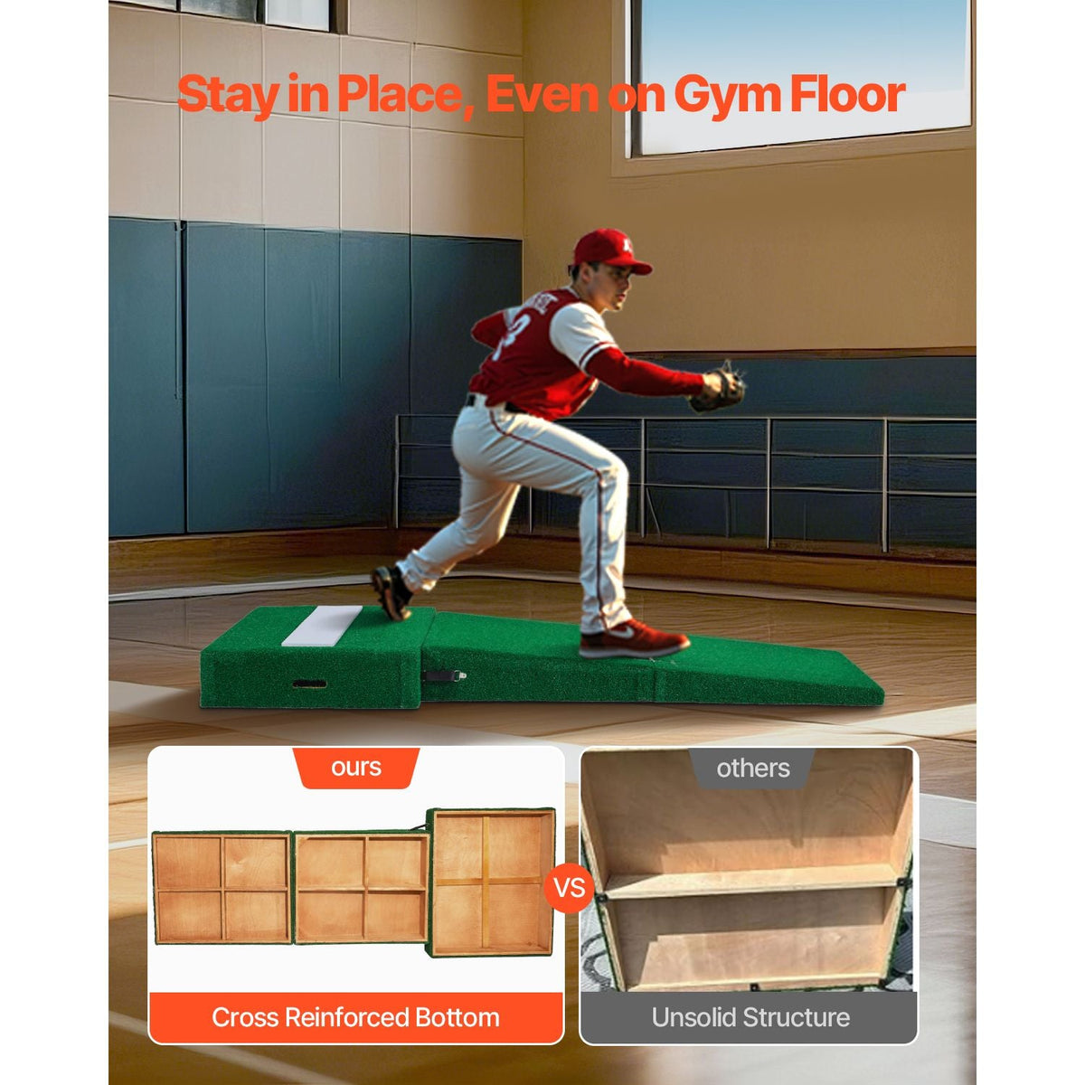 Pitching Mound, Portable Baseball Pitcher's Mound, 77 in IIndoor Outdoor Pitching Practice and Training Equipment, Softball Pitching Aids with Antifade Turf, Pitching Rubber, Carry Handles