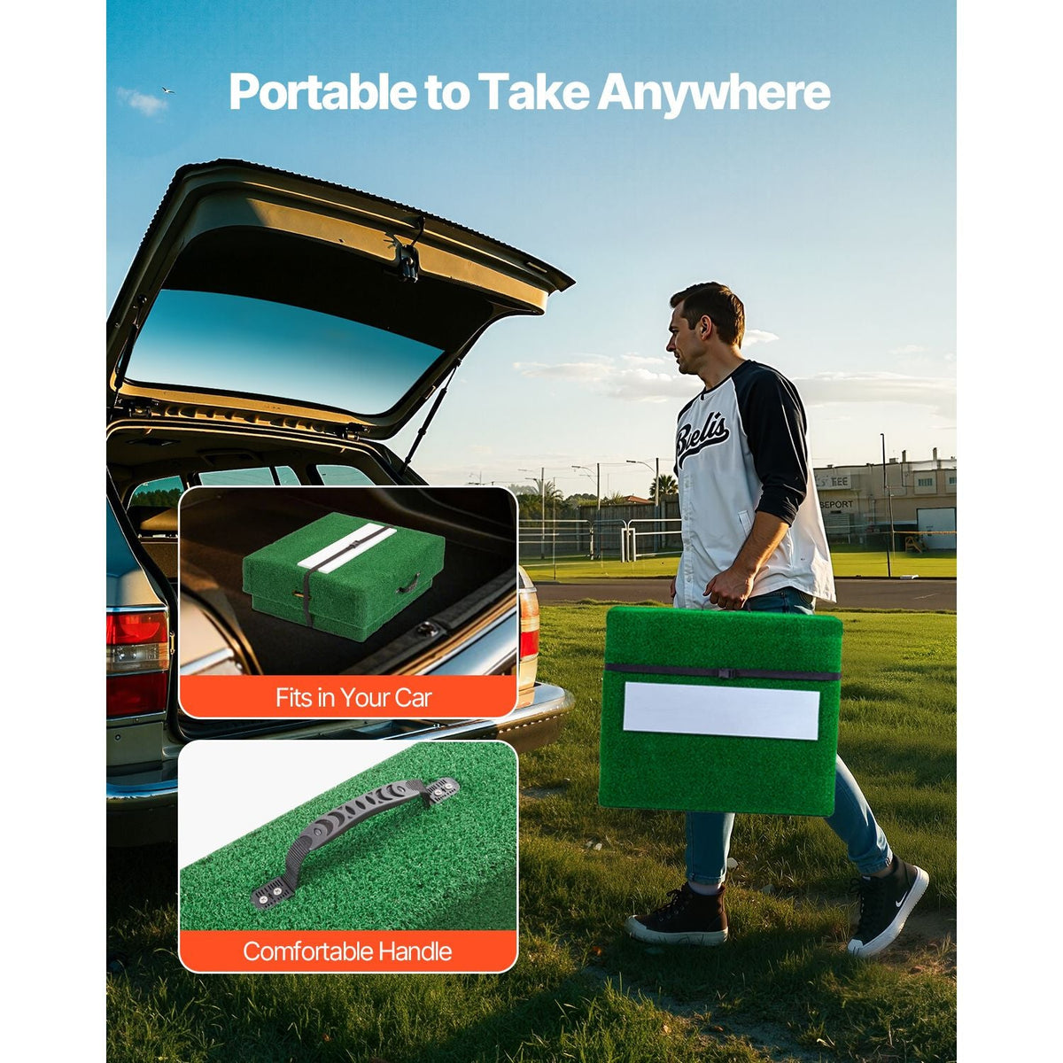 Pitching Mound, Portable Baseball Pitcher's Mound, 77 in IIndoor Outdoor Pitching Practice and Training Equipment, Softball Pitching Aids with Antifade Turf, Pitching Rubber, Carry Handles
