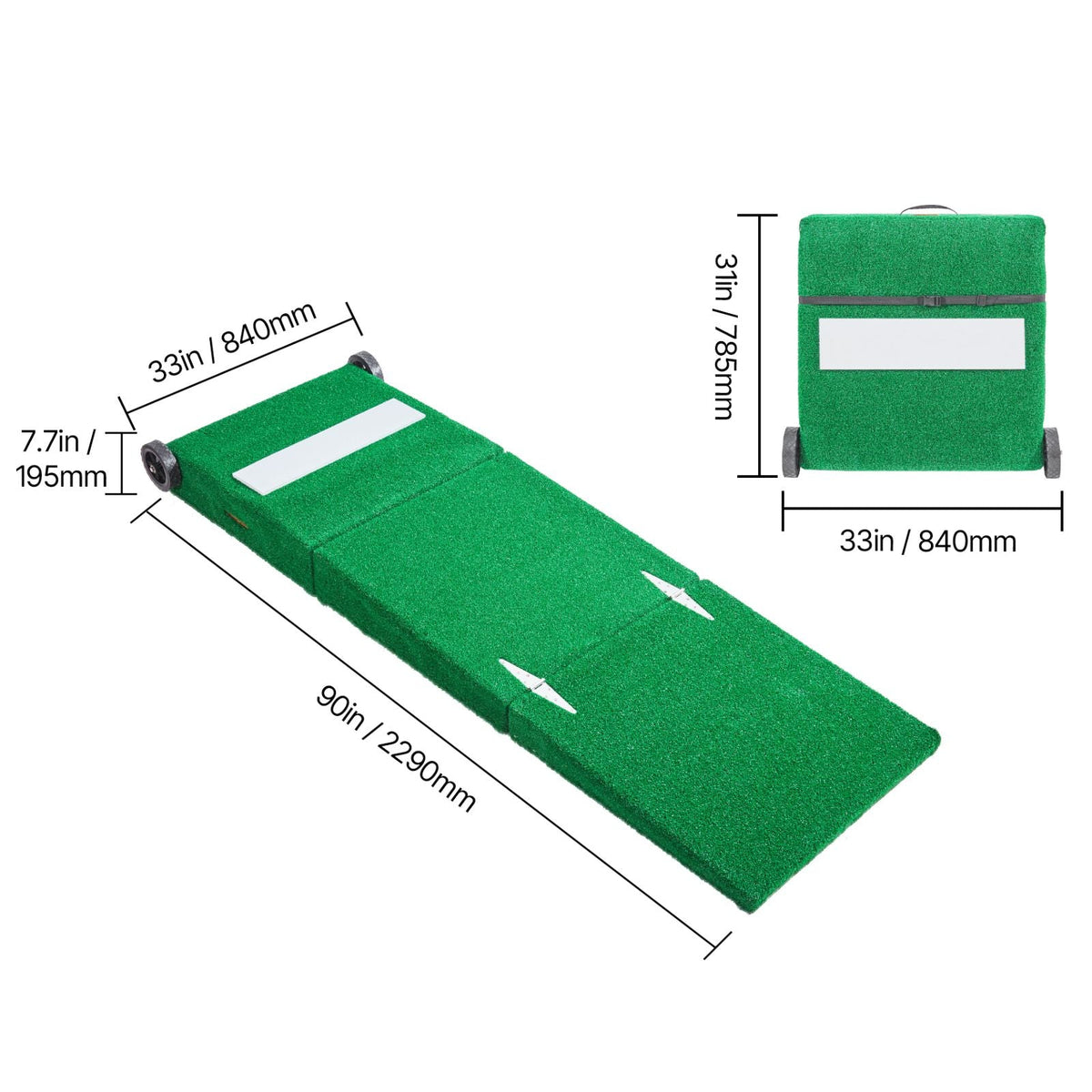 Pitching Mound, Portable Baseball Pitcher's Mound, 90 in IIndoor Outdoor Pitching Practice and Training Equipment, Softball Pitching Aids with Antifade Turf, Pitching Rubber, Carry Handles