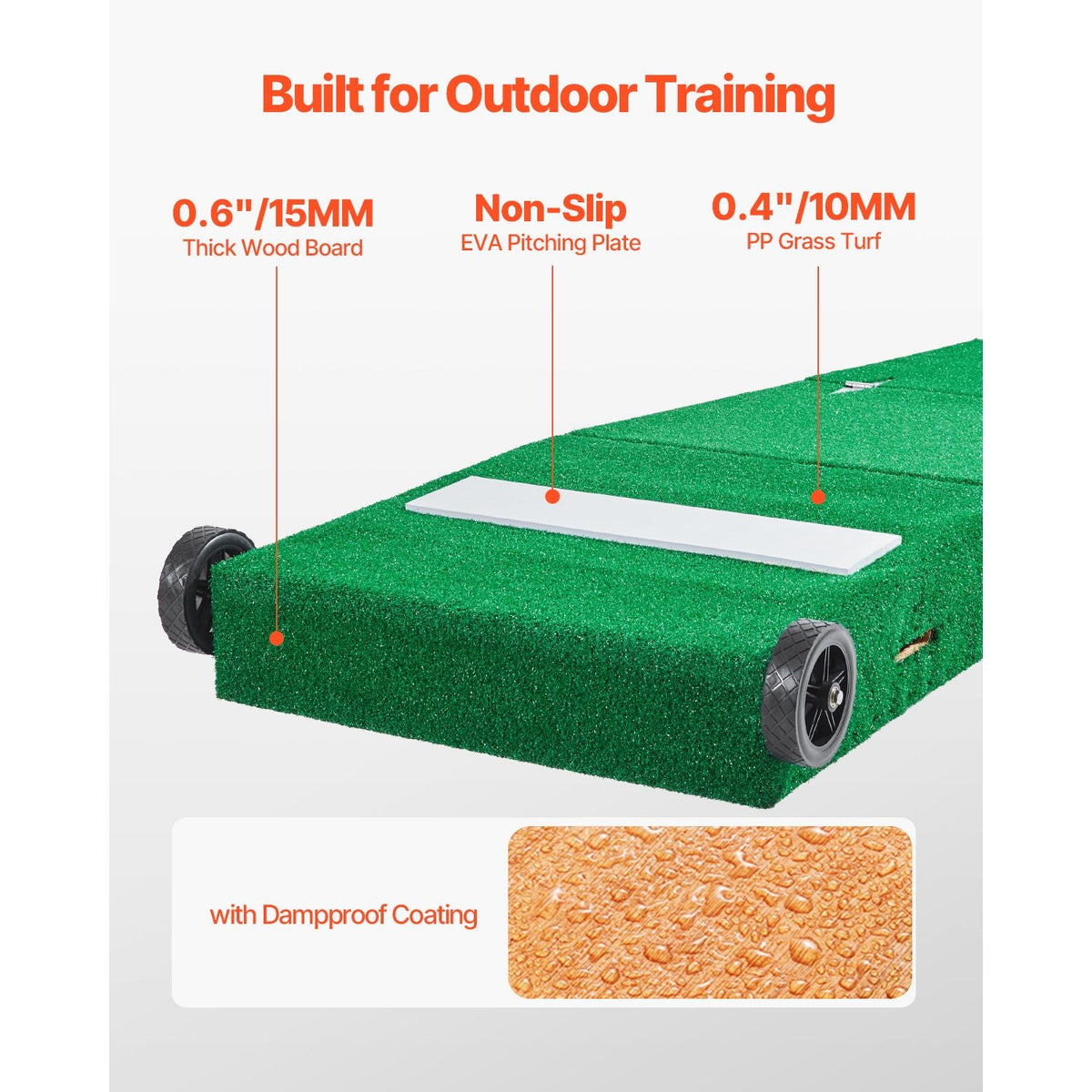 Pitching Mound, Portable Baseball Pitcher's Mound, 90 in IIndoor Outdoor Pitching Practice and Training Equipment, Softball Pitching Aids with Antifade Turf, Pitching Rubber, Carry Handles